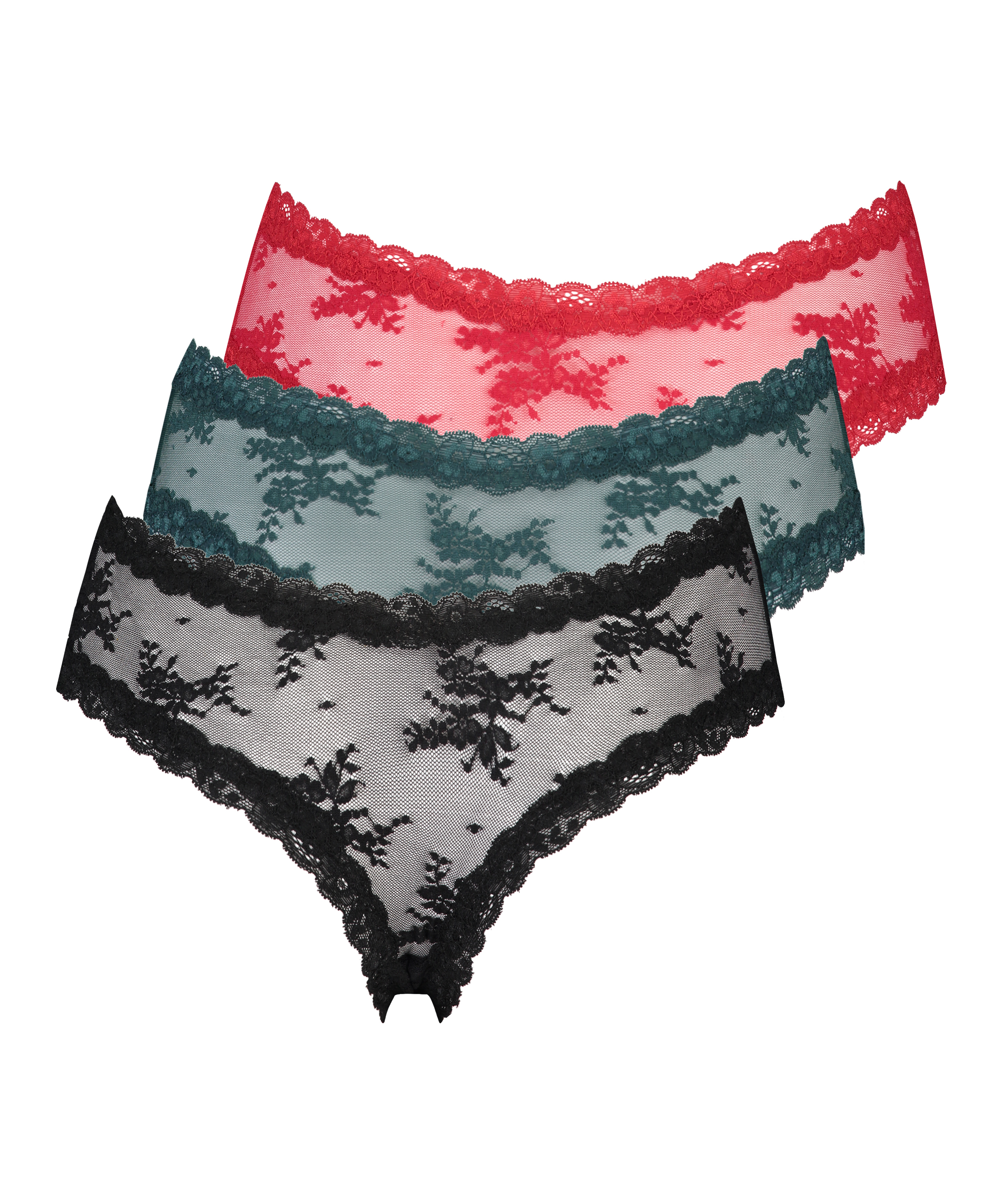 3 paires de slip br&eacute;silien en forme de V, Noir, main