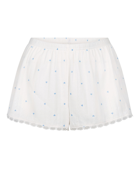 Pyjama shorts Pointelle, Blauw