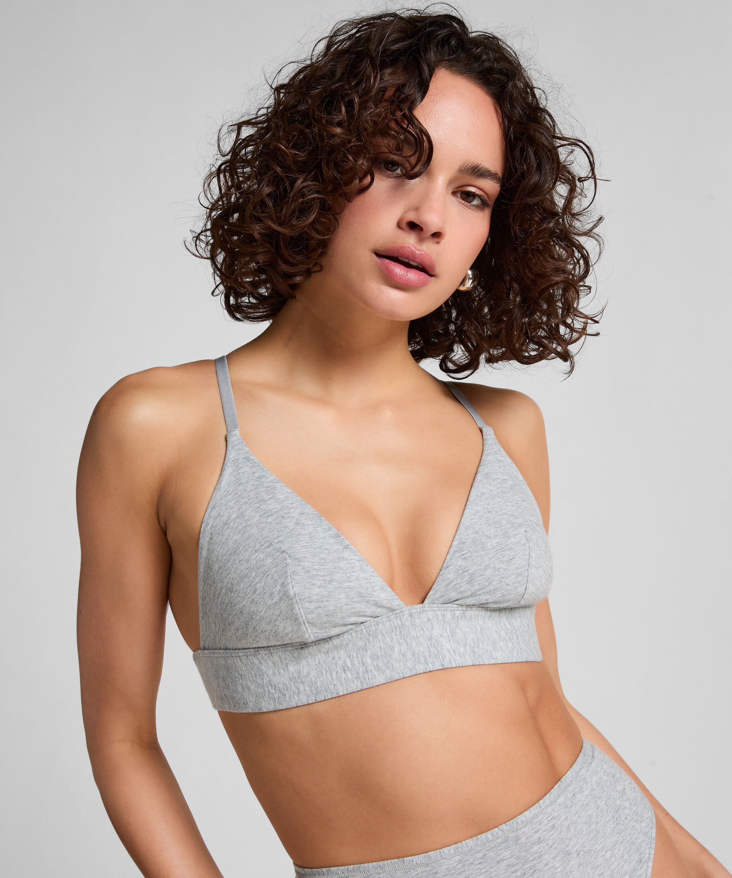 Katoenen bralette, Grijs