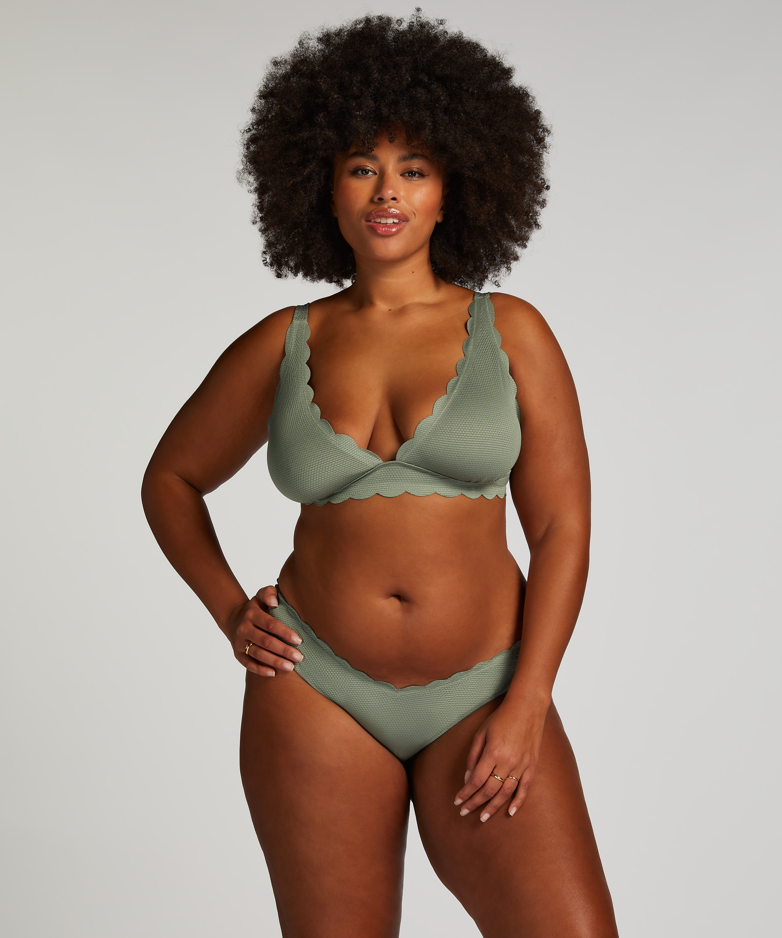 Triangel bikinitop Scallop, Groen, main