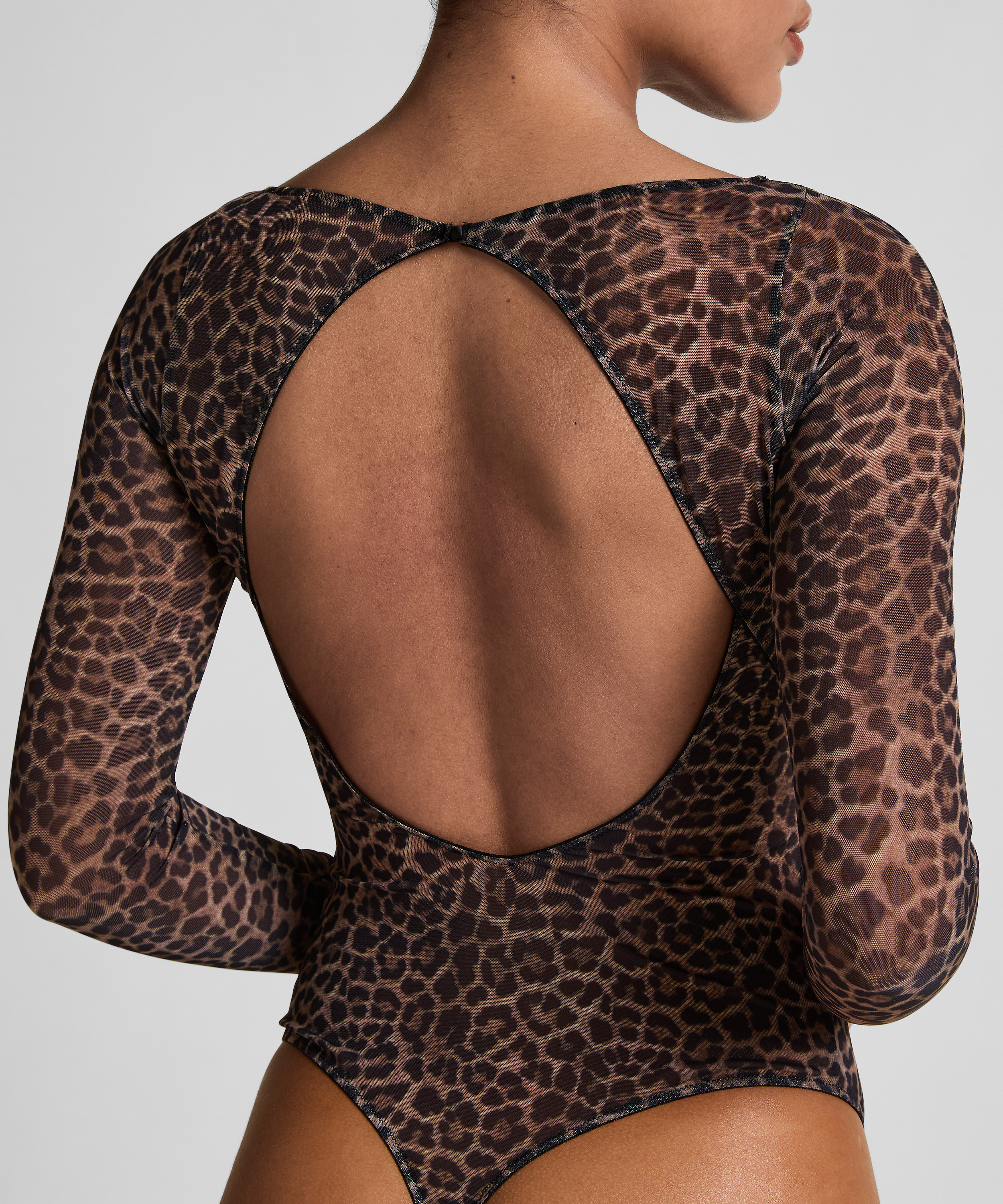body met lange mouwen Tara Leopard, Zwart, main