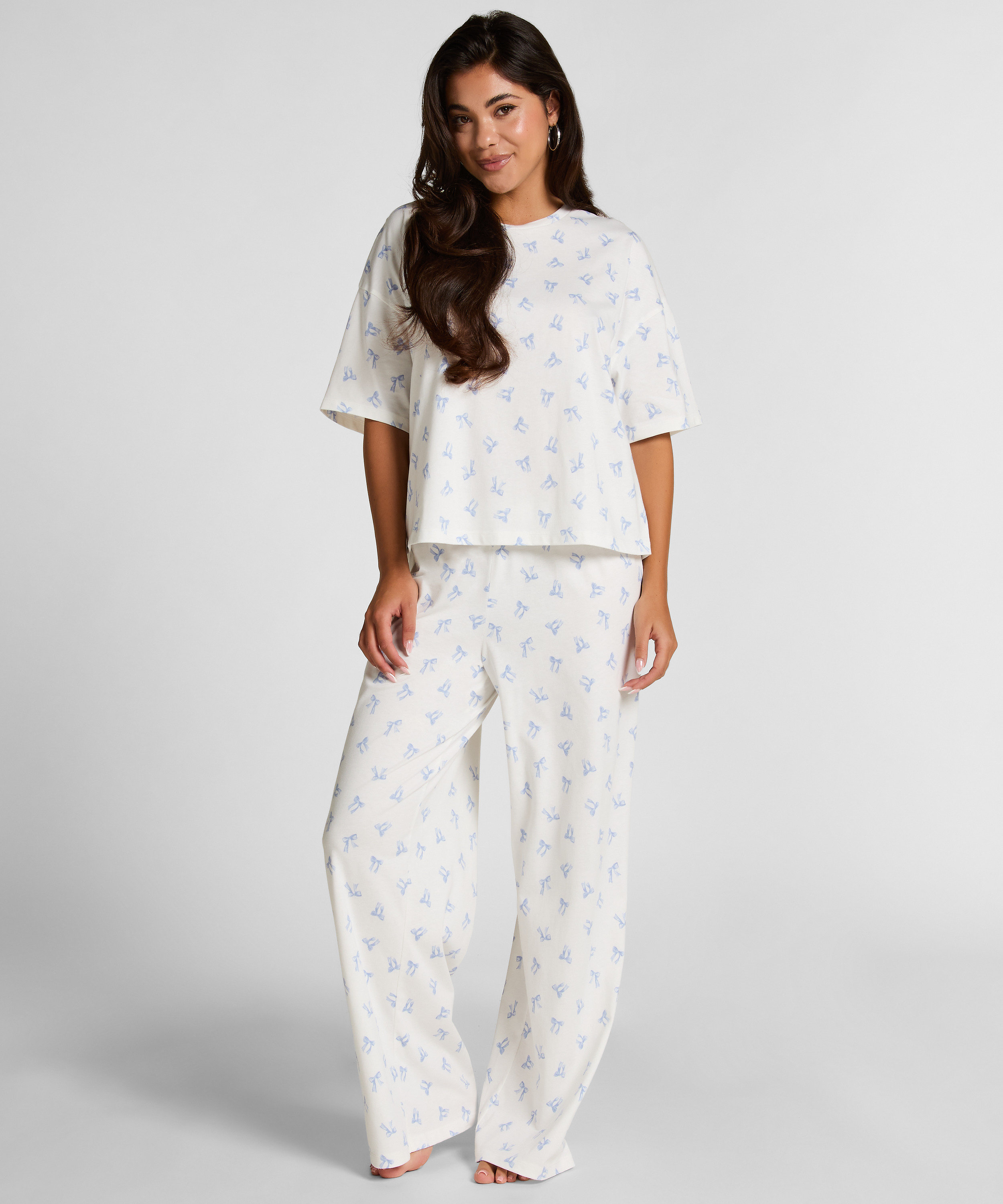 Pyjamaset Katoen Jersey Lang, Wit, main
