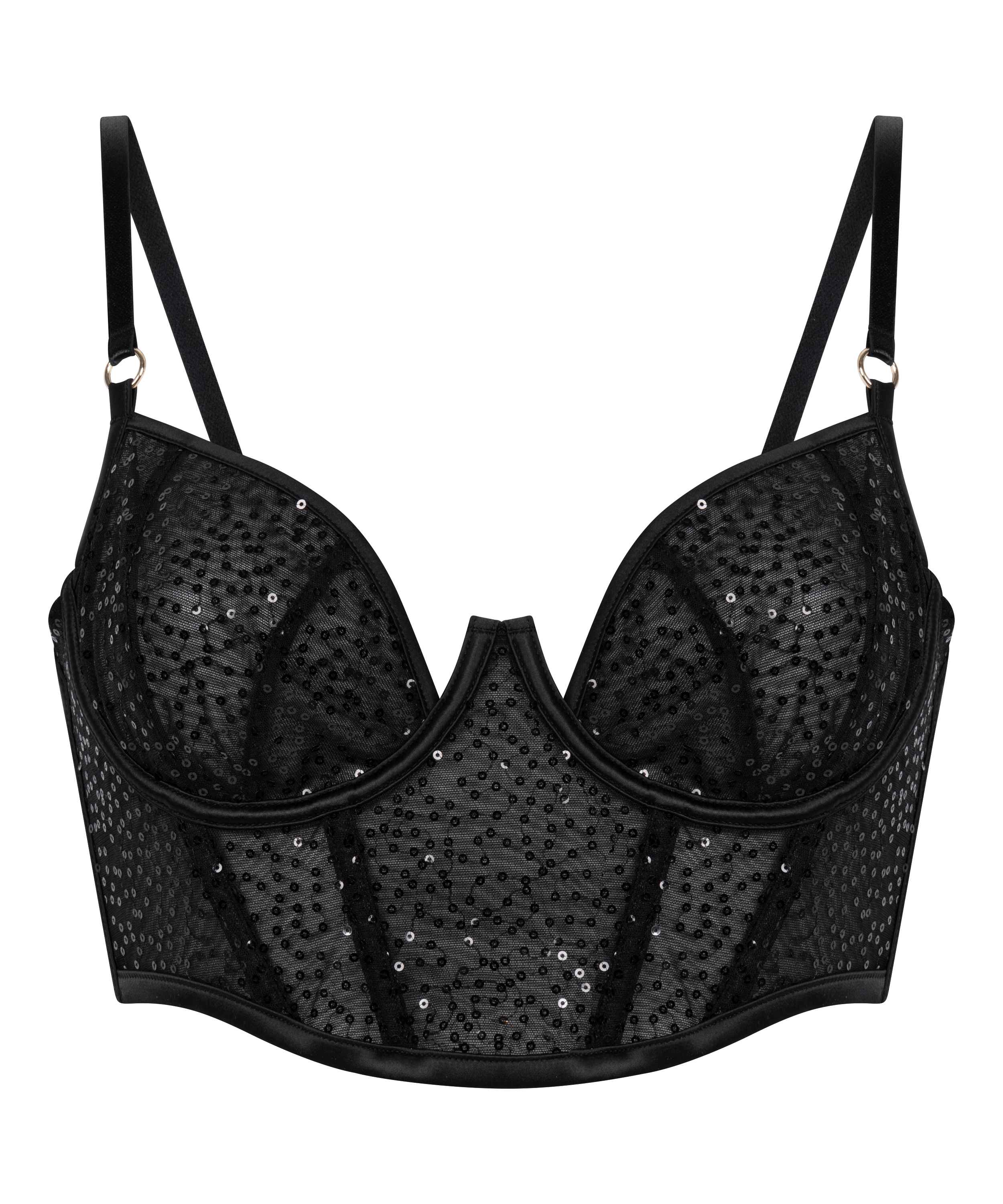 Soutien-gorge &agrave; armatures non-rembourr&eacute; longline Elle, Noir, main