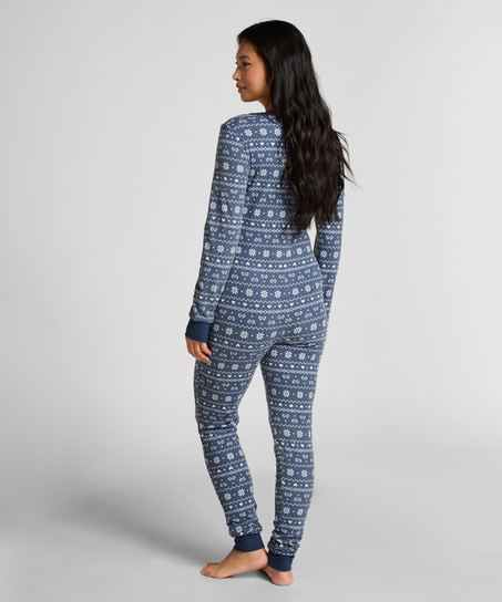 Combinaison de pyjama en Jersey Fairisle, Bleu
