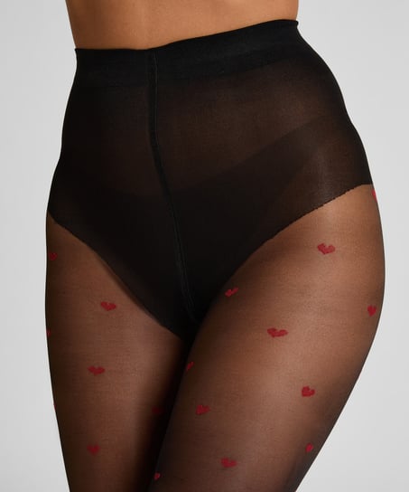Panty 15 Denier print, Zwart