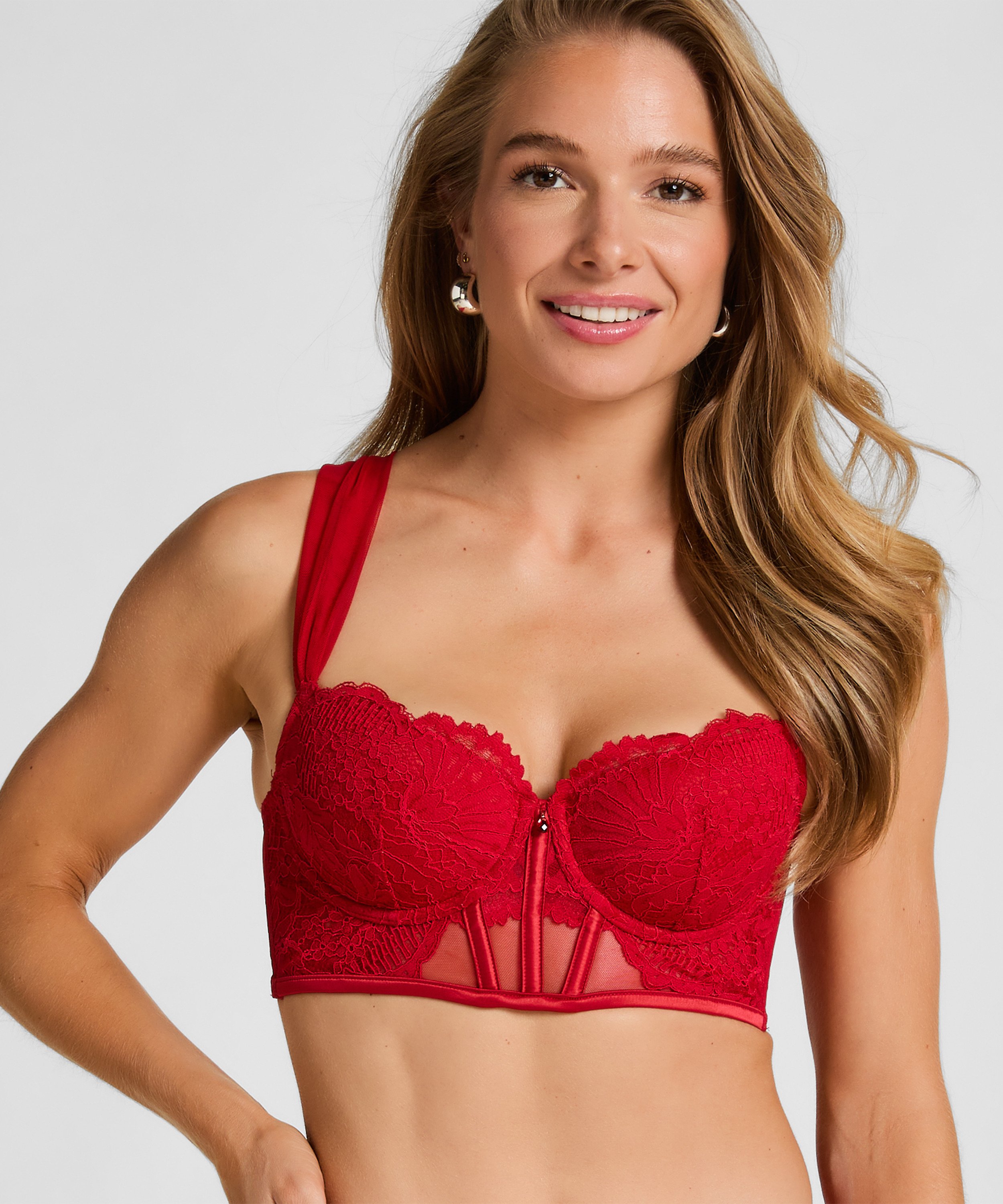 Voorgevormde longline beugel bh Whitney, Rood, main