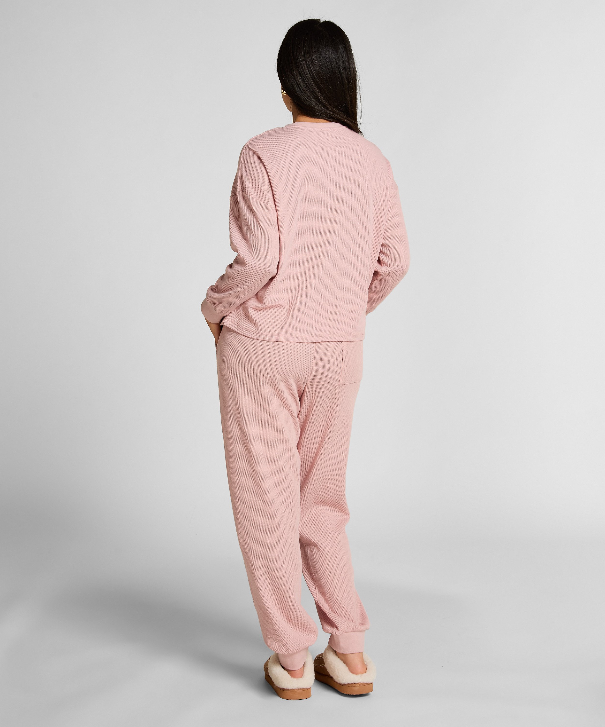 Joggingbroek van wafelstof, Roze, main