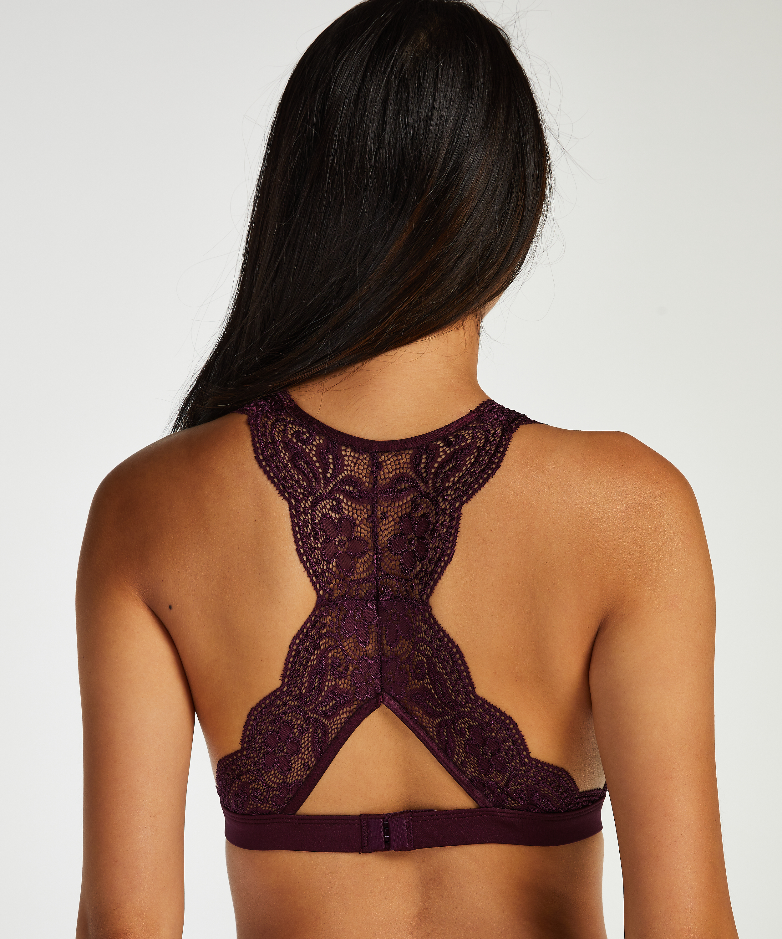 Brassi&egrave;re Halter dos nageur, Pourpre, main
