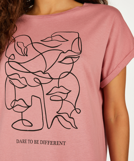 Chemise de nuit &agrave; encolure arrondie, Rose