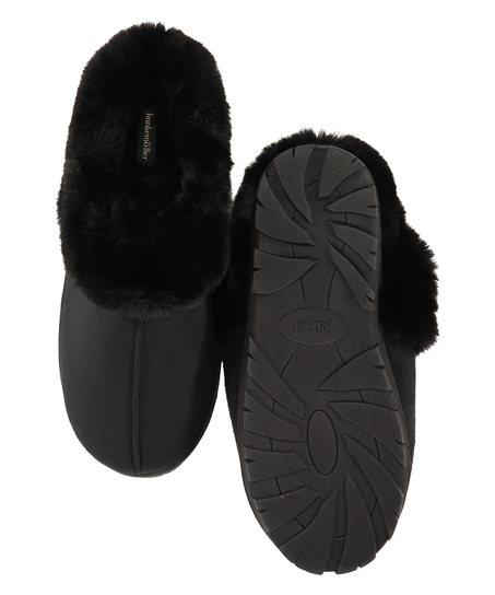 Tongs Fake Fur, Noir