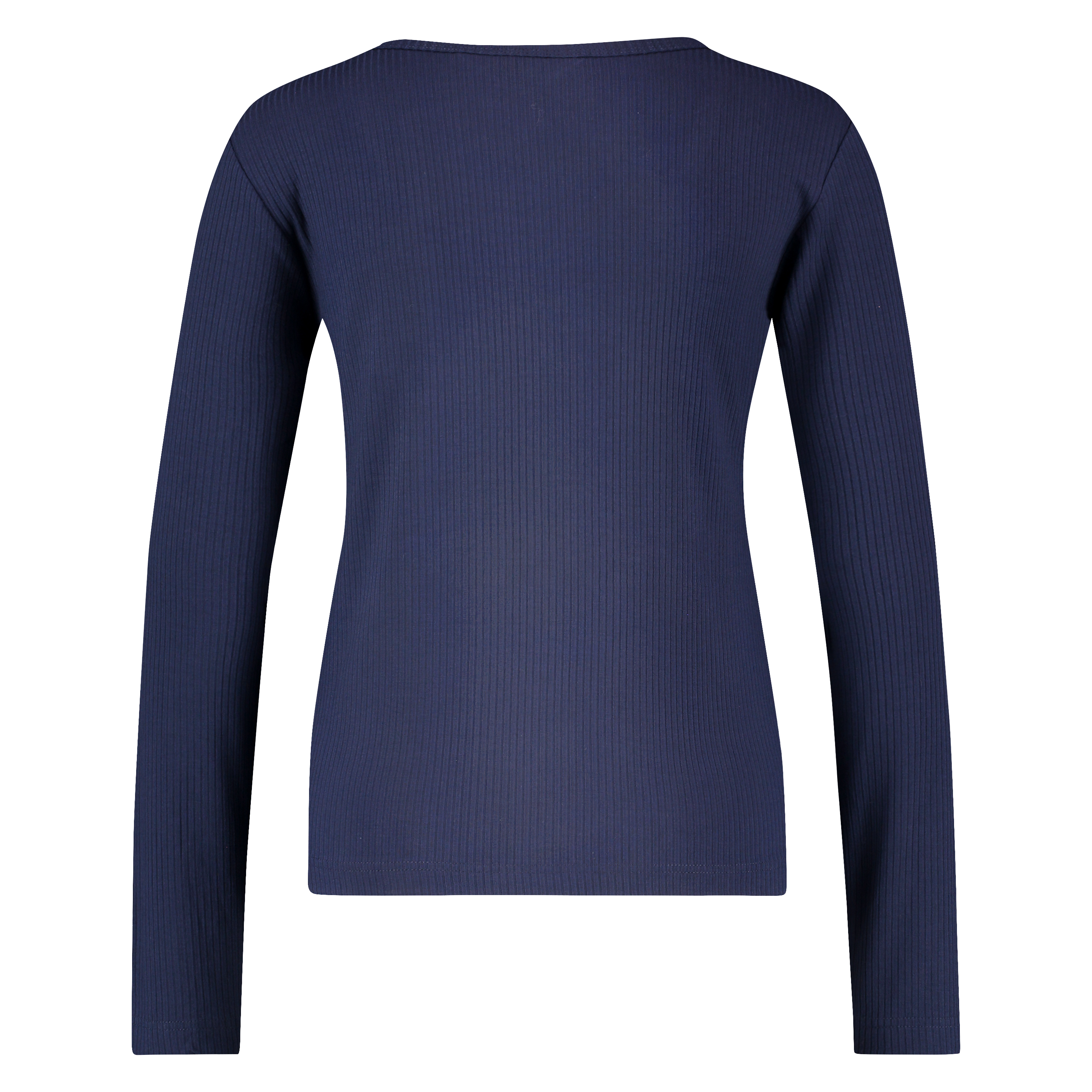 Pyjama top lange mouwen rib keyhole, Blauw, main