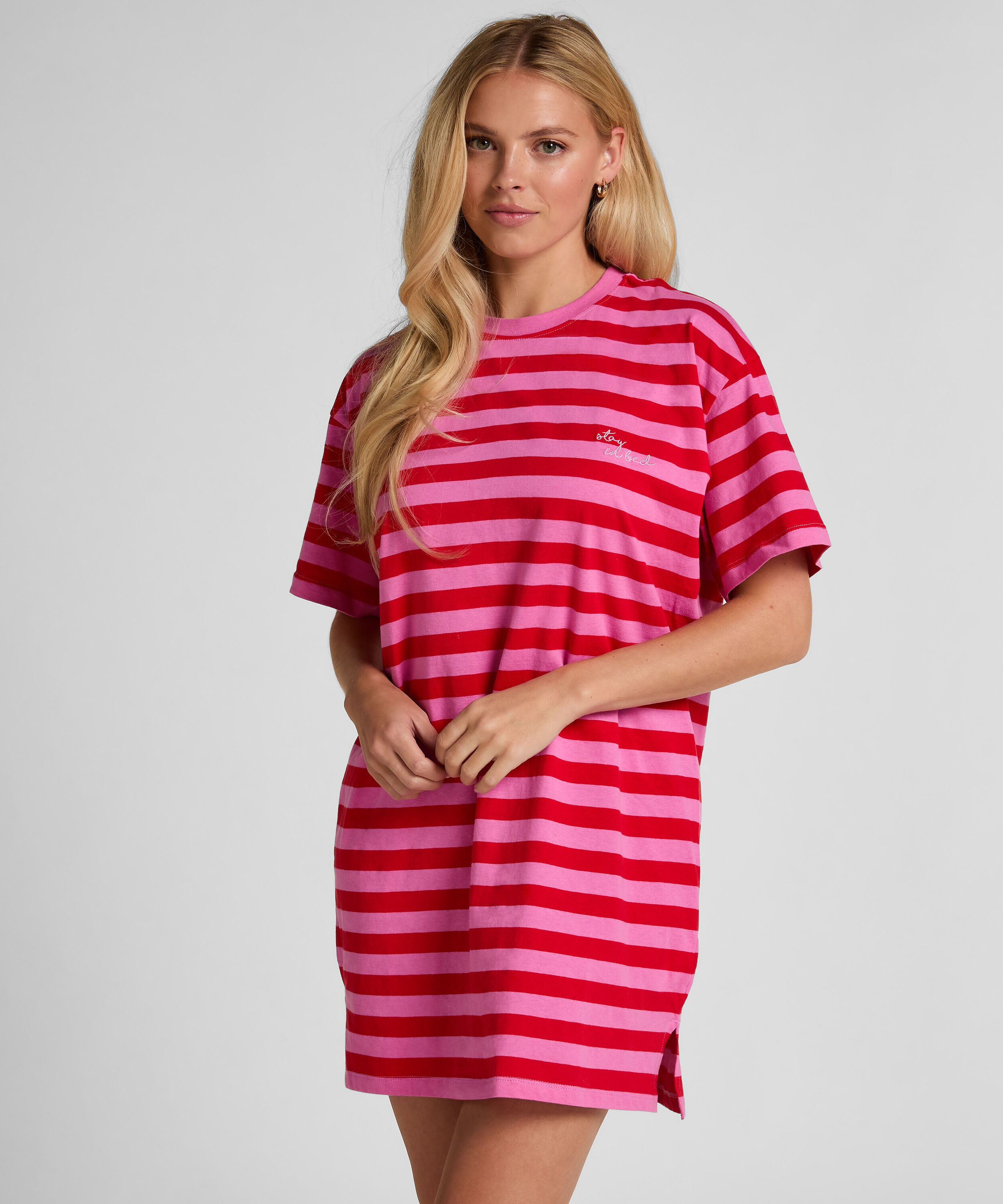 Chemise de nuit col rond, Rose