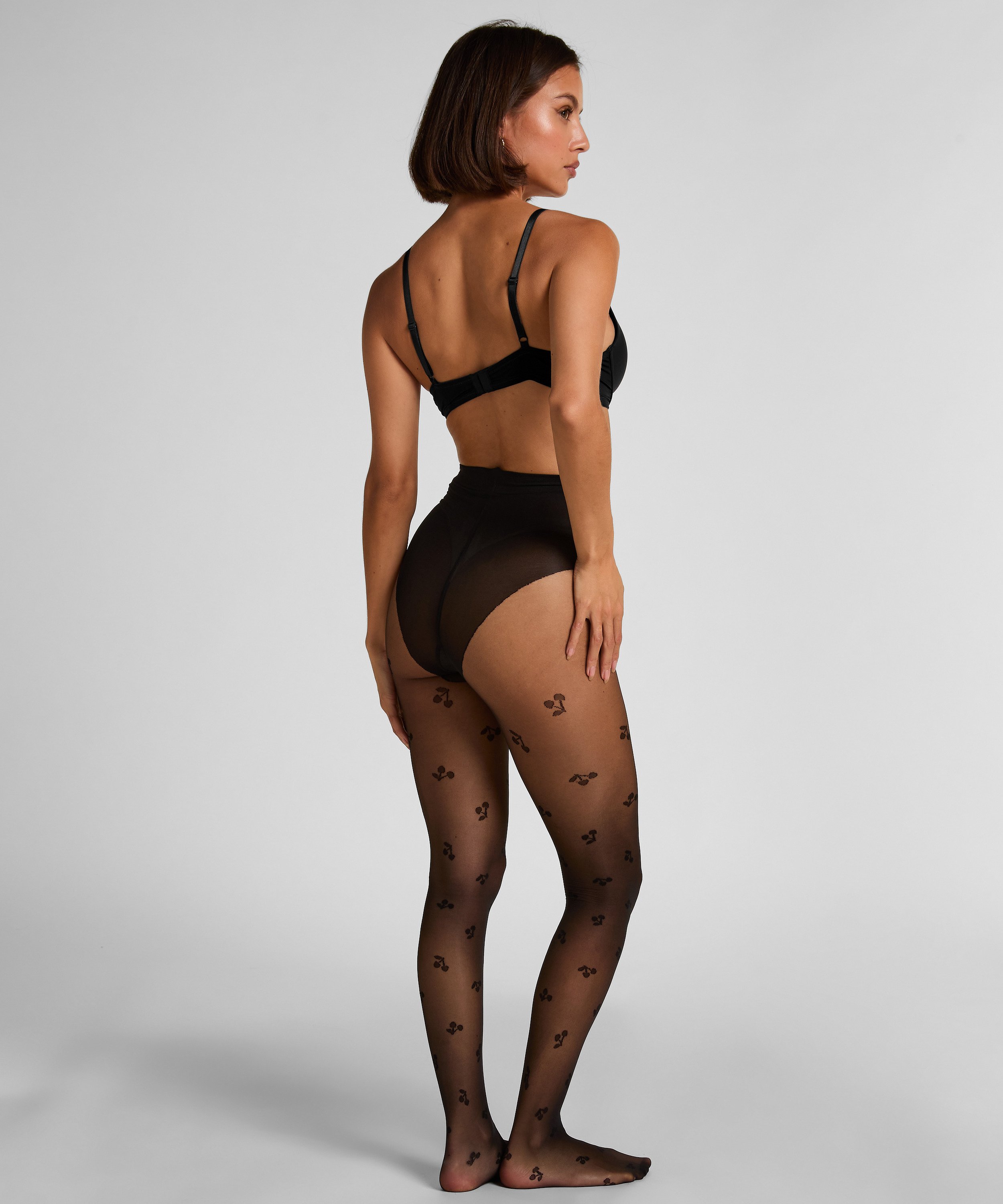 Collants 15 Deniers imprim&eacute;s, Noir, main