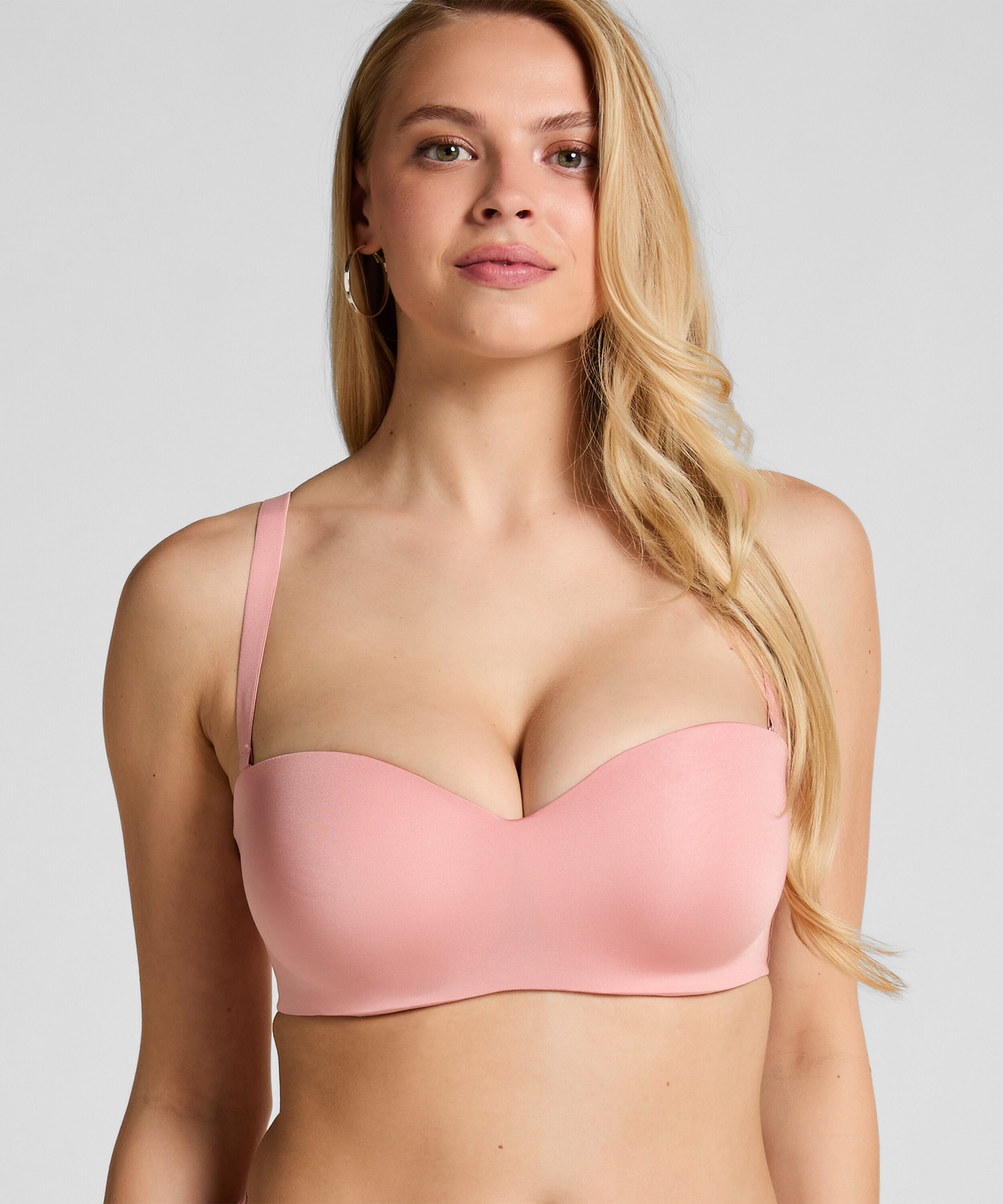 Voorgevormde strapless push-up beugel-bh Smooth, Roze
