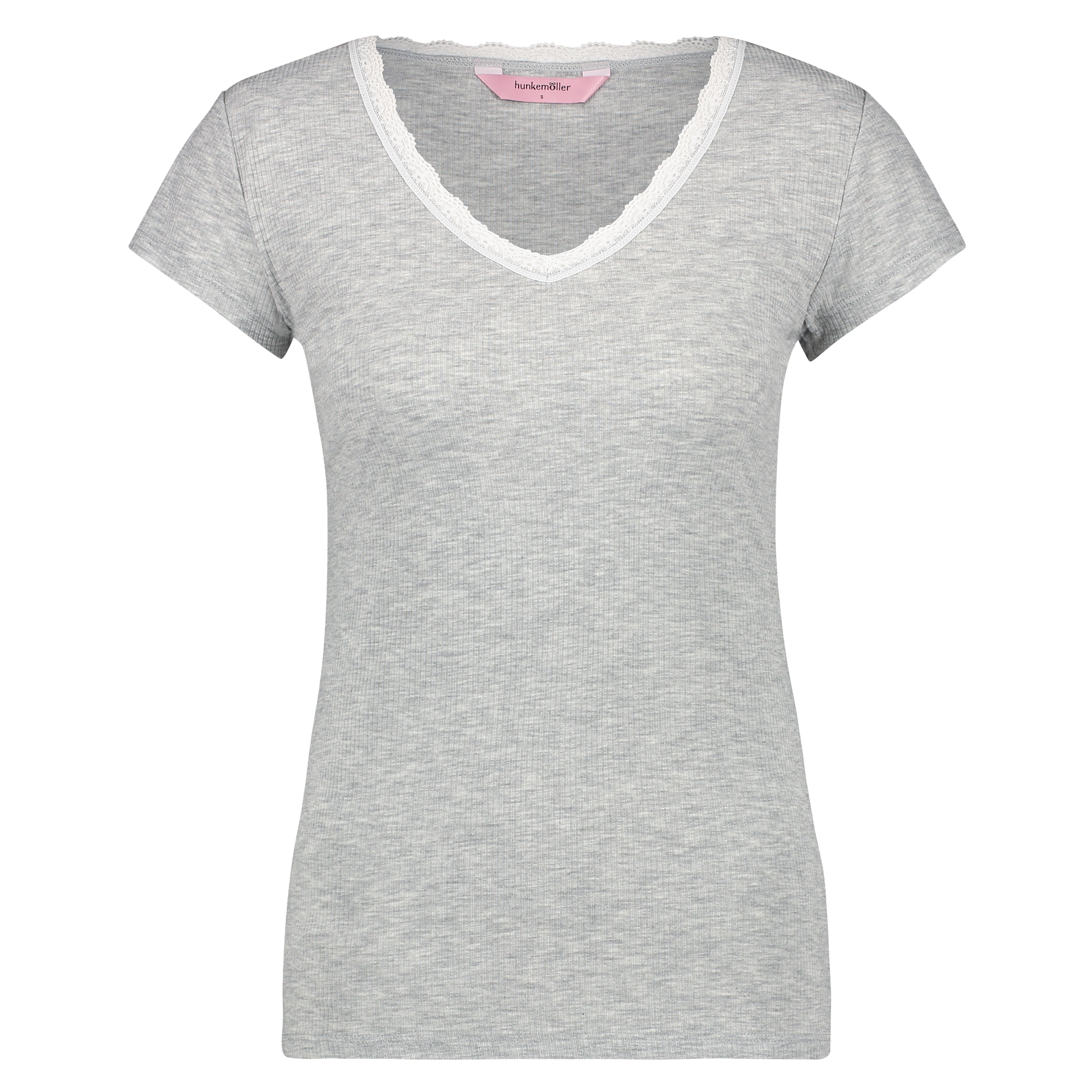 Top Rib V-Neck, Gris, main