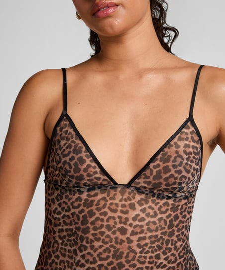 Slipdress Leopard, Zwart