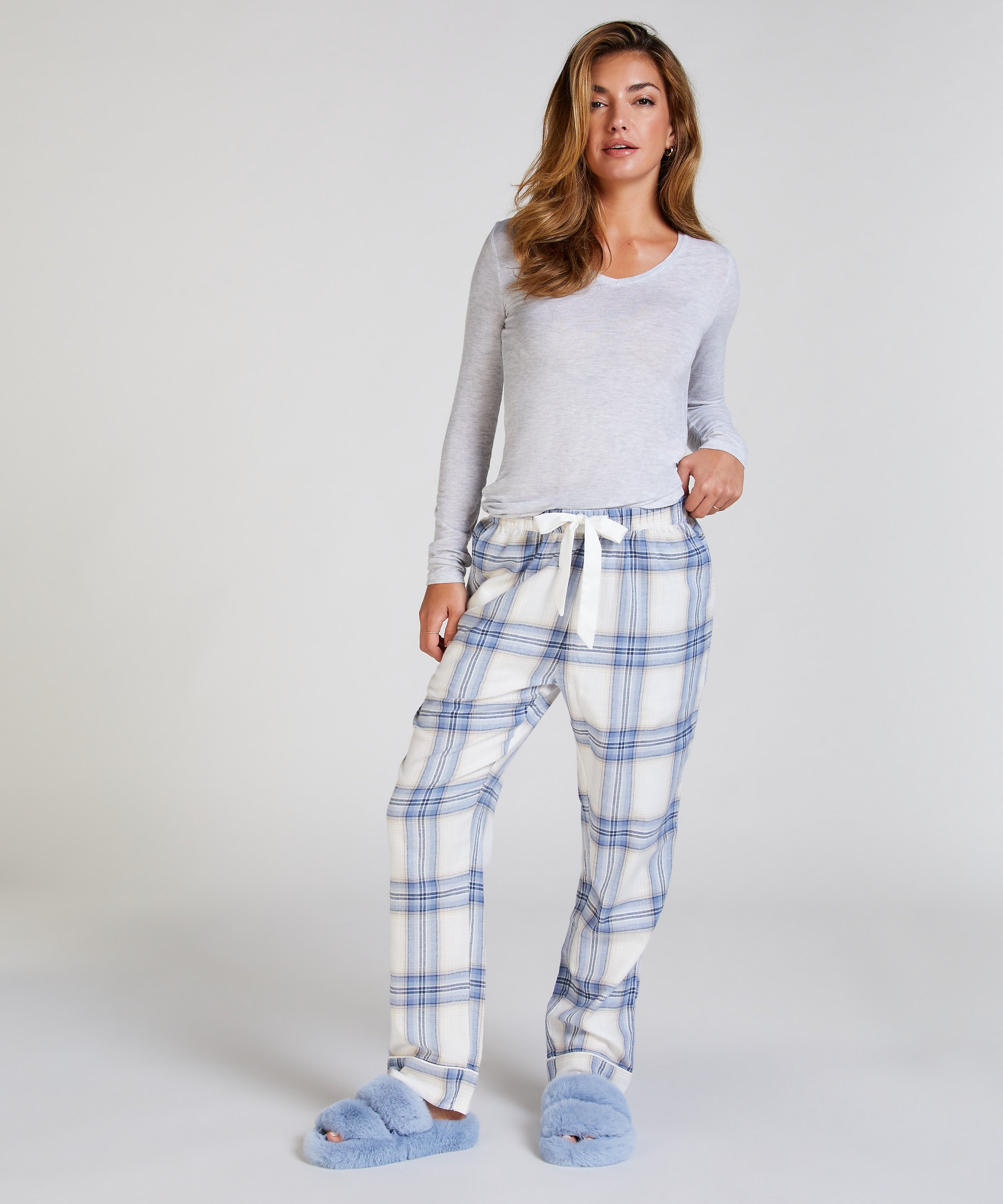 Pyjamatop met lange mouwen, Grijs, main