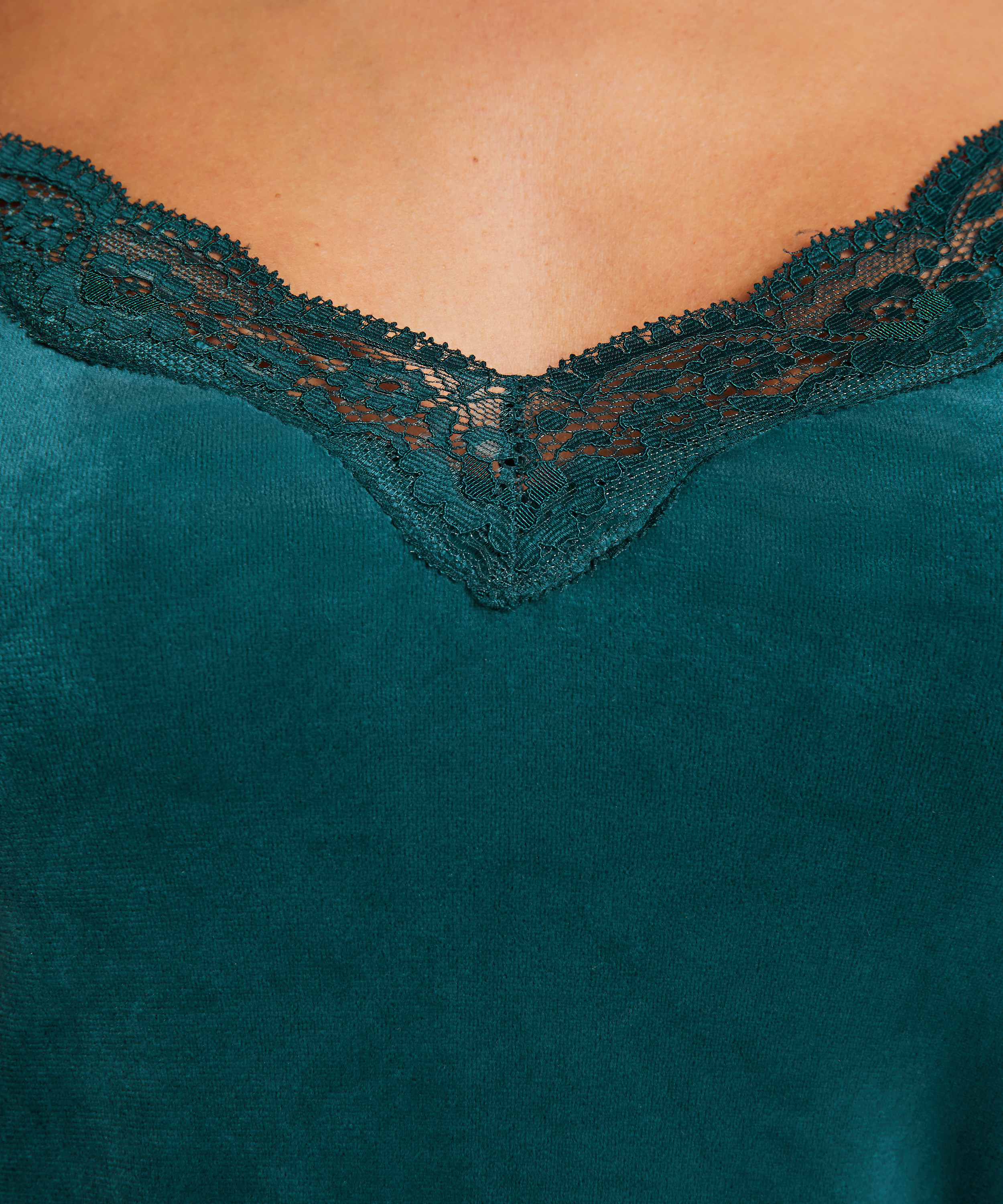 Cami top Velours Lace, Blauw, main