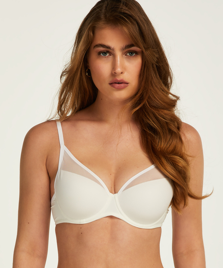 Soutien-gorge à armatures préformé en maille, Blanc