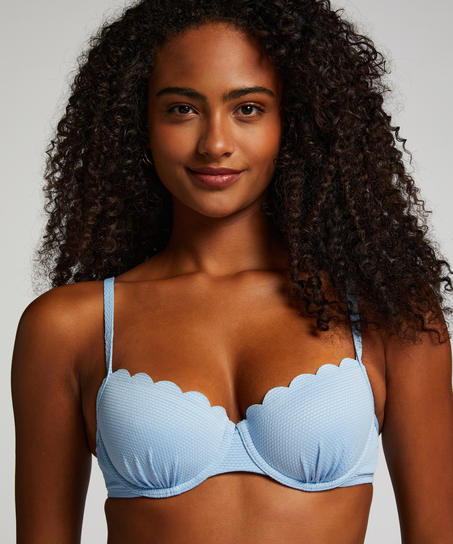 Voorgevormde beugel bikinitop Scallop, Blauw