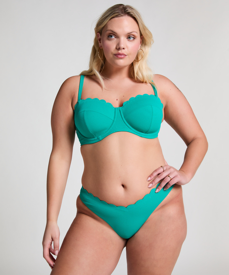 Slip de Bikini Échancrés Scallop, Vert
