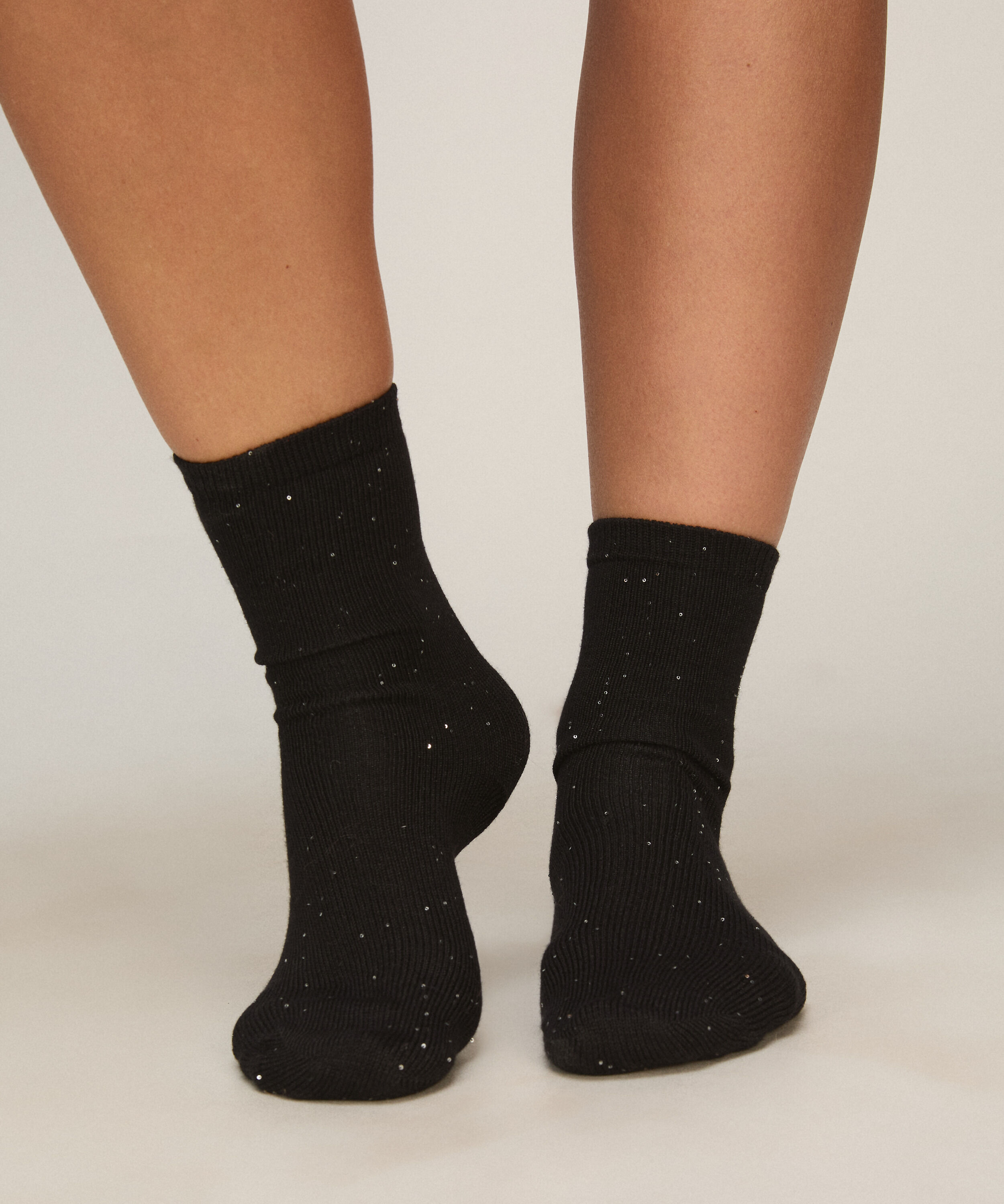 Sokken Sequin Crew, Zwart