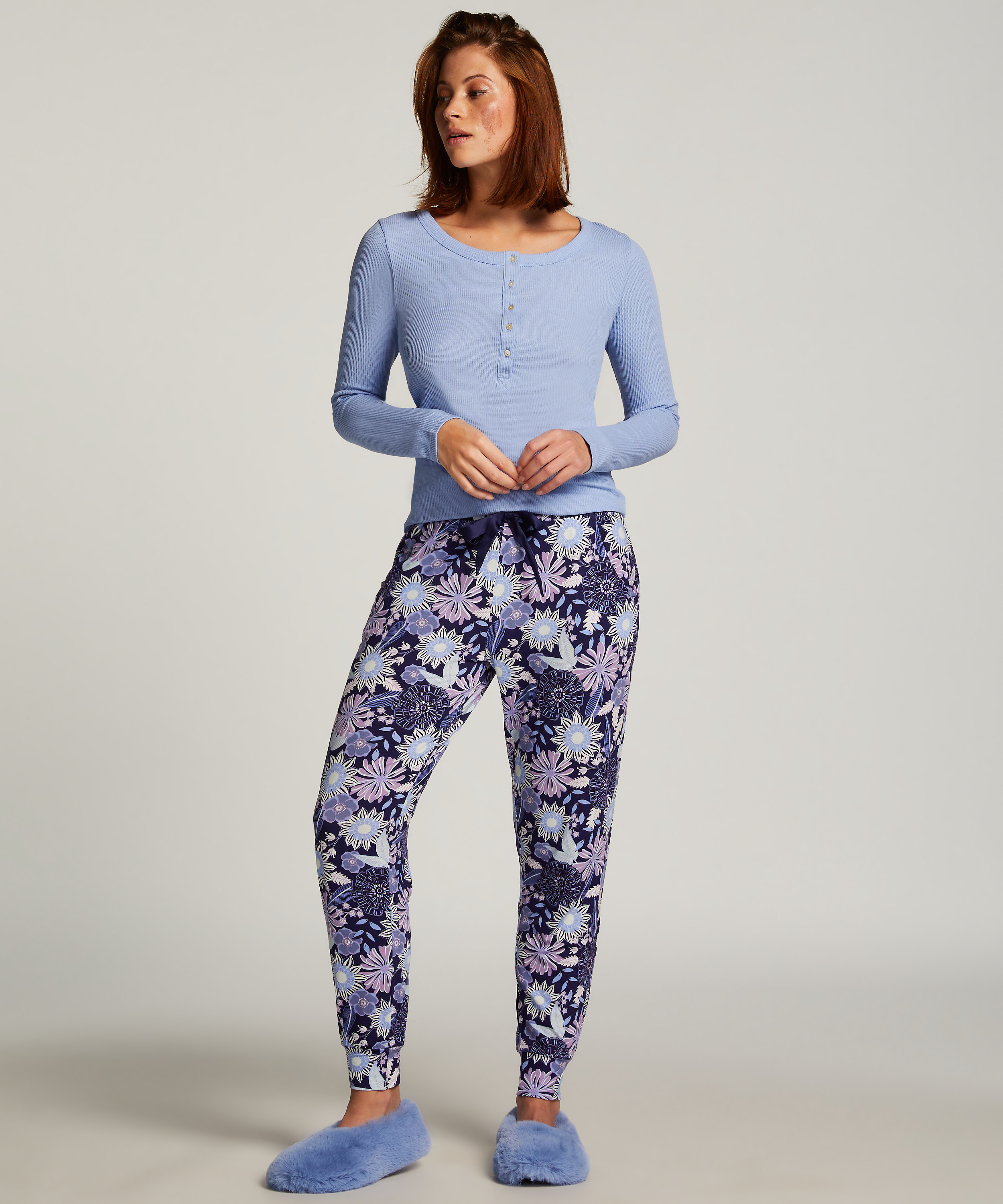 Pyjamatop lange mouwen, Blauw, main