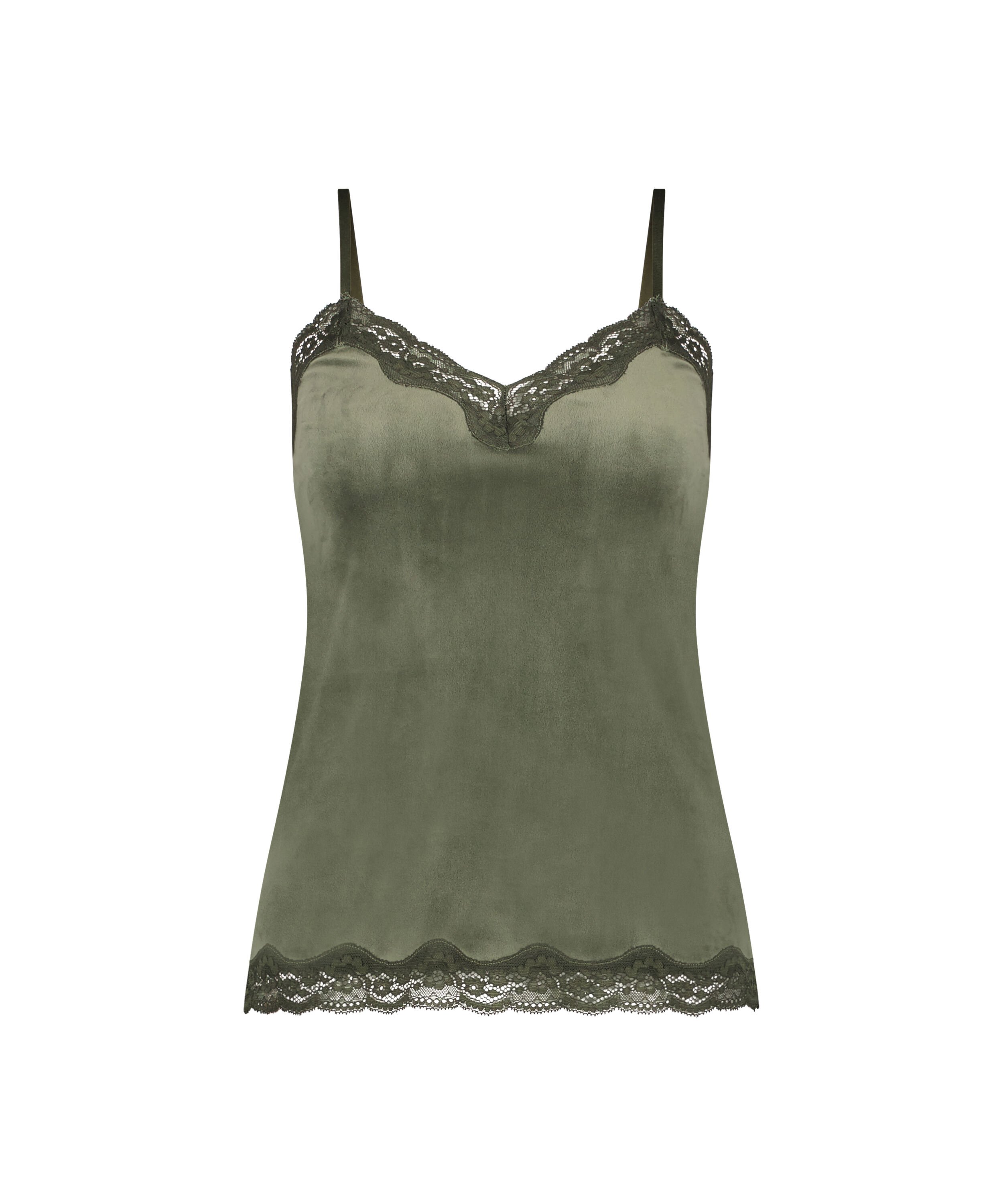 Camisole velours Dentelle, Vert