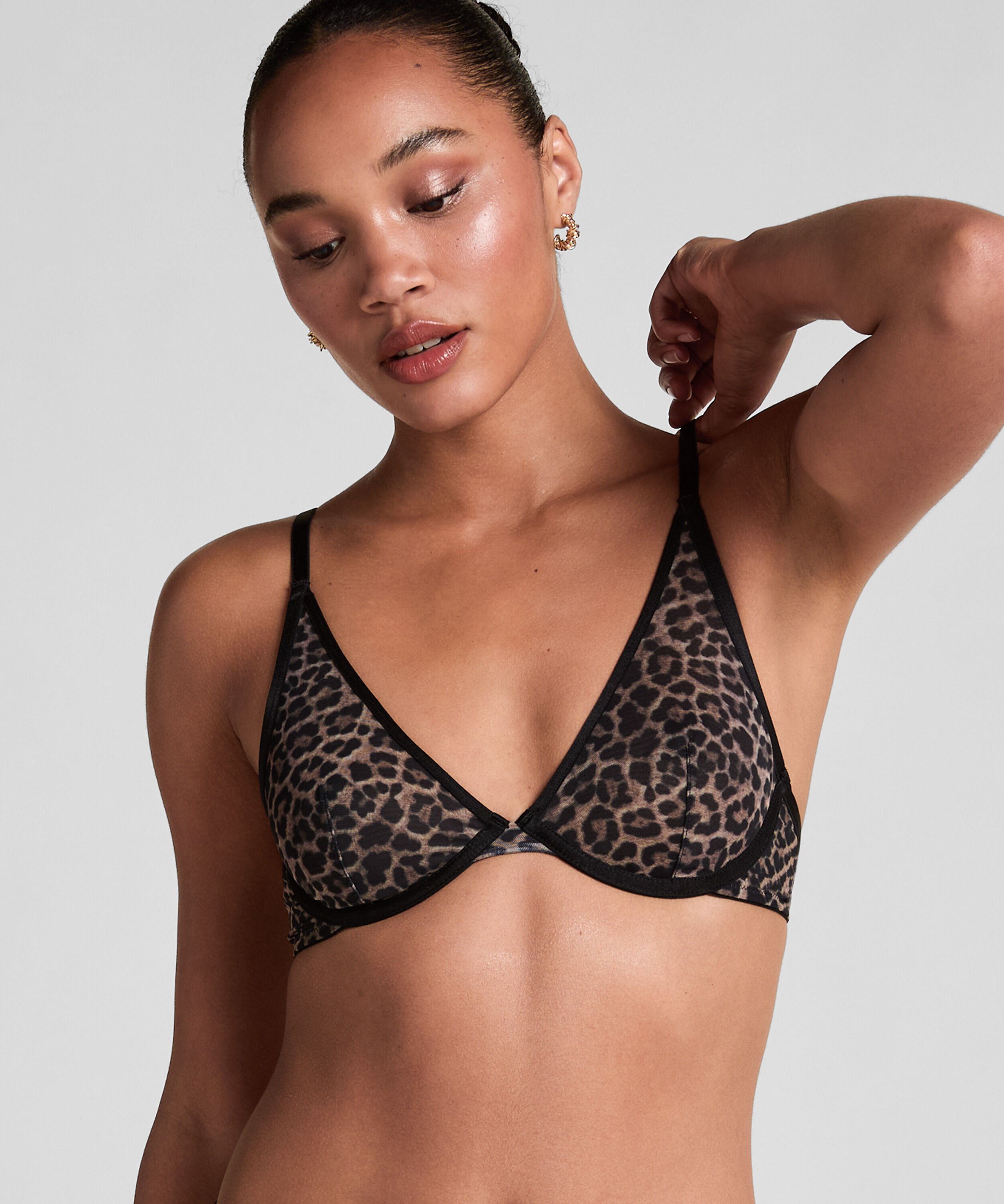 Soutien-gorge &agrave; armatures non-pr&eacute;form&eacute; l&eacute;opard Tara, Noir