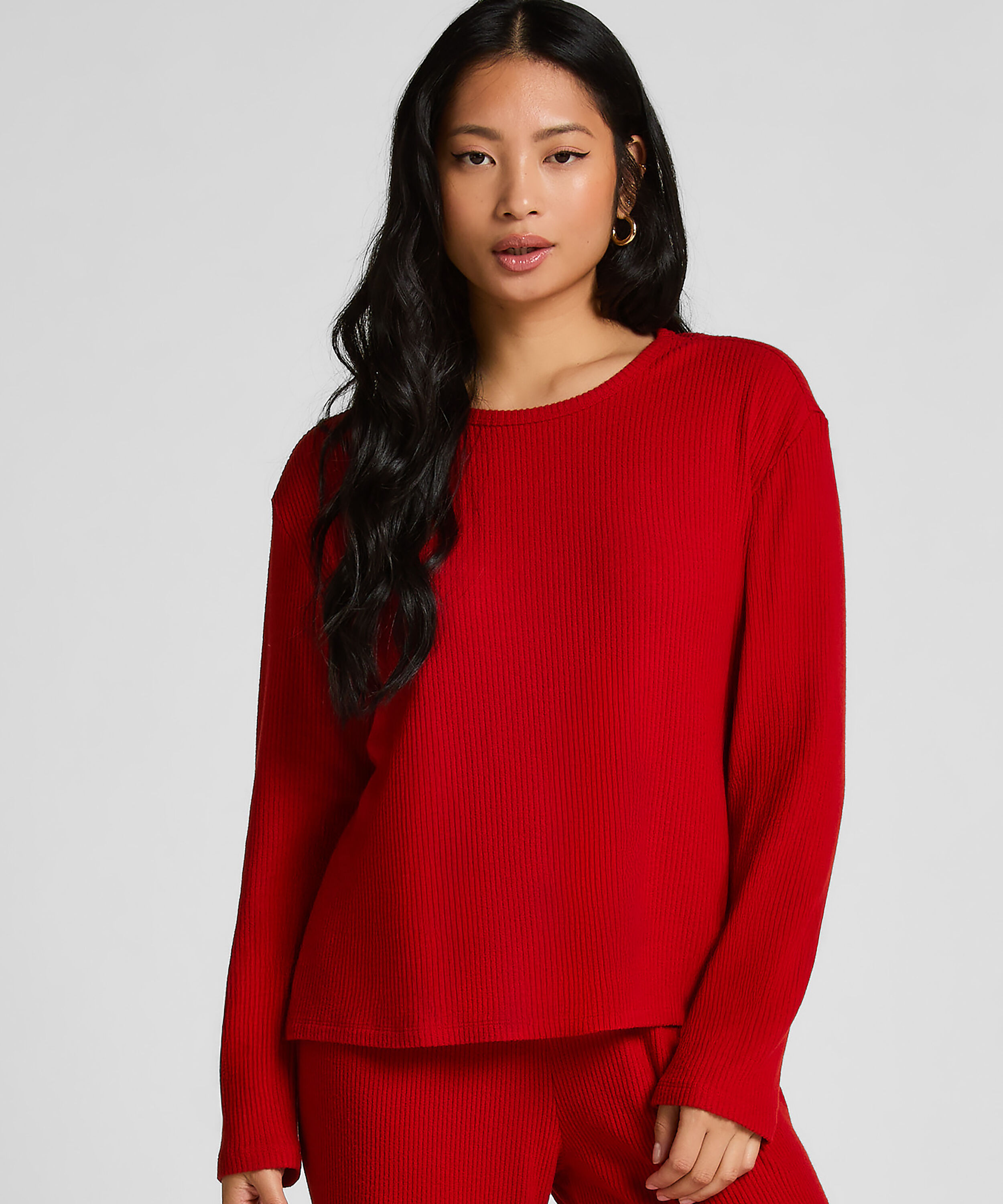 Pyjama top lange mouwen jersey, Rood