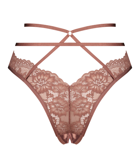 Brazilian met open kruis Roxanne, Paars