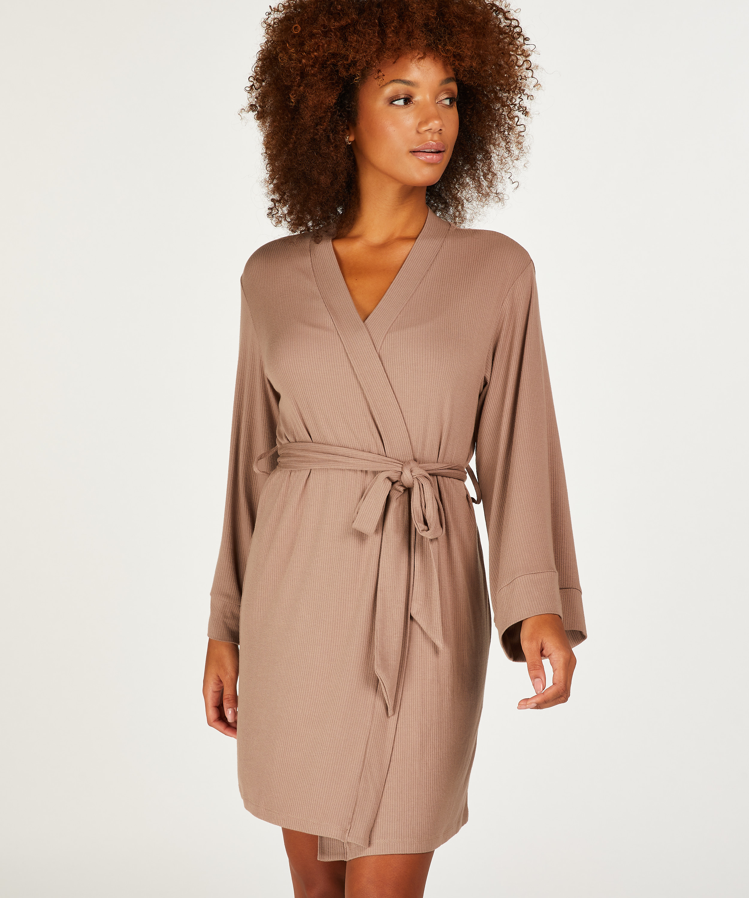 Kimono c&ocirc;tel&eacute;, Brun, main