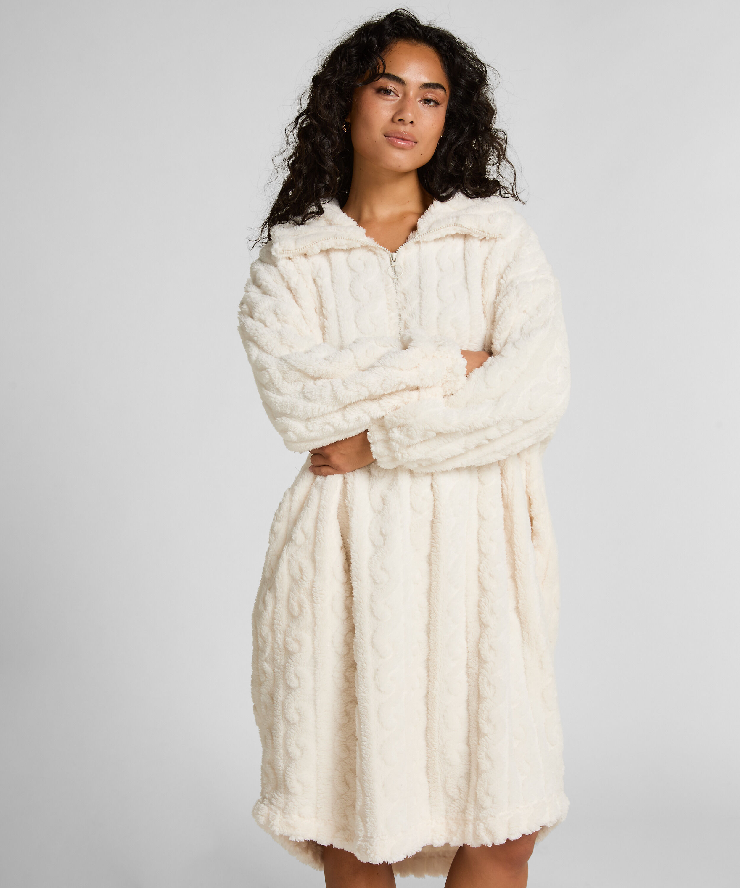 Poncho van Kabelgebreide Fleece