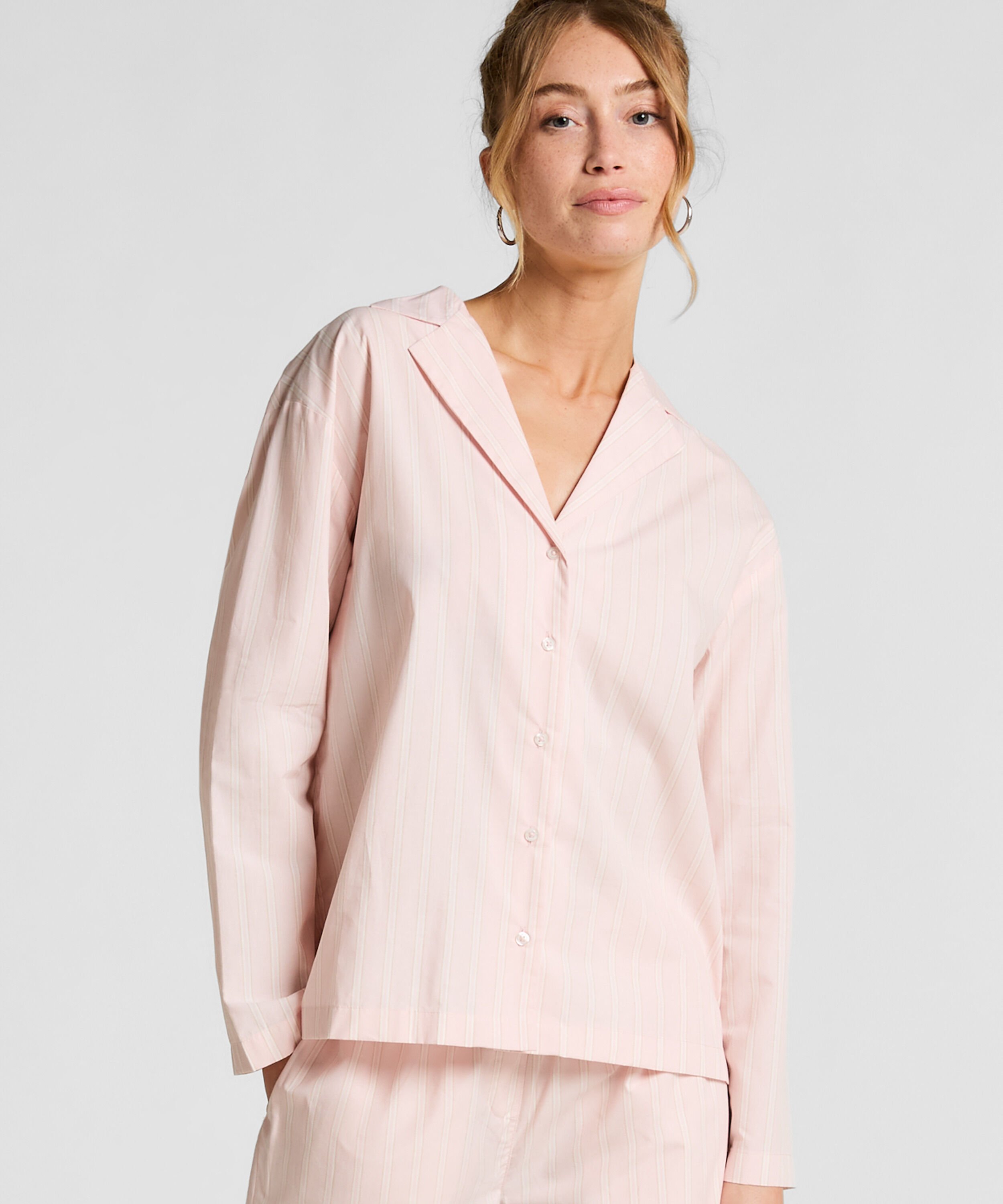 Pyjamatop Katoen Poplin, Roze