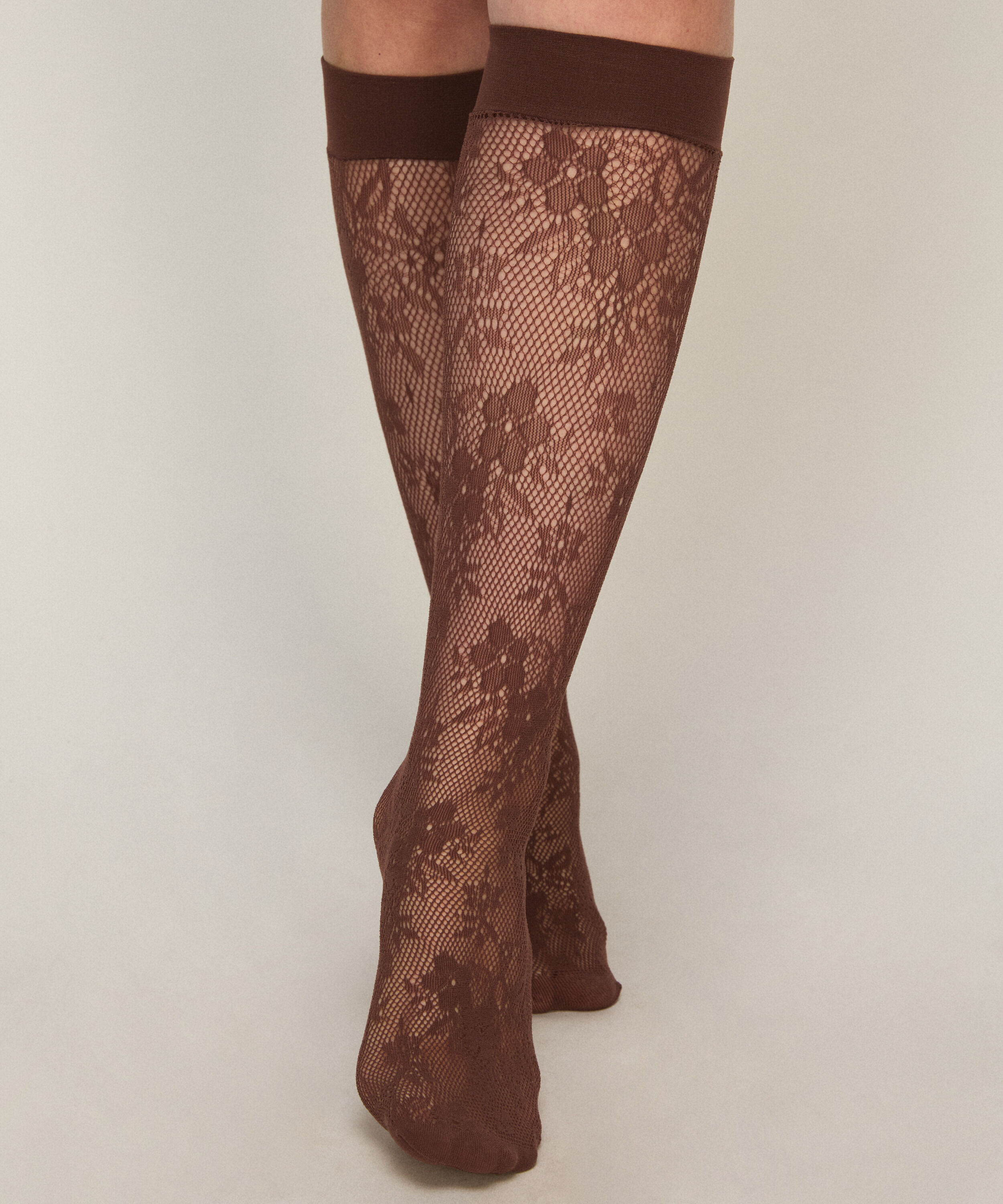 Chaussettes Transparentes Dentelle Résille, Brun Chaussettes Transparentes Dentelle Résille, Brun