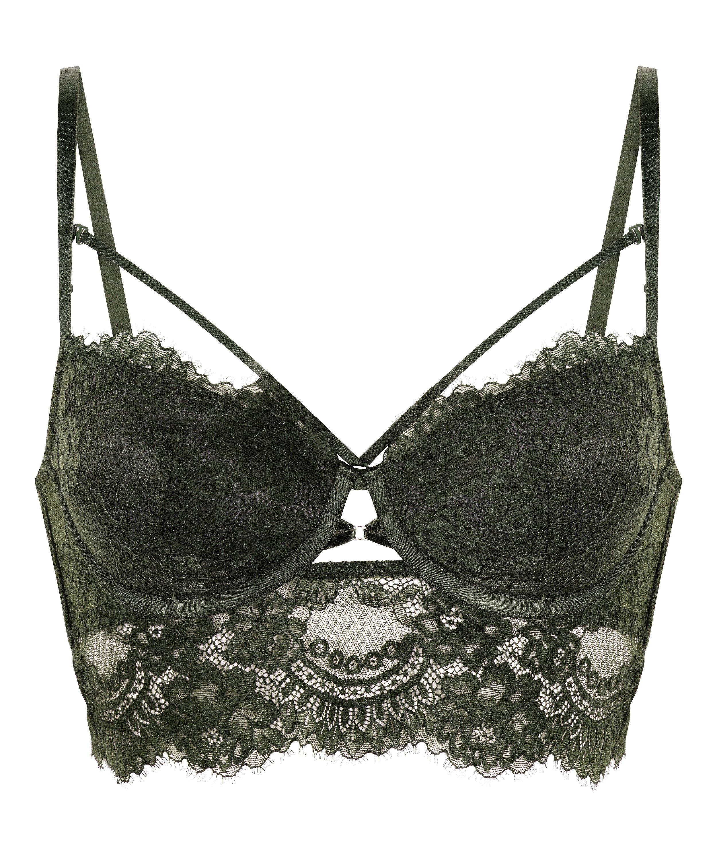 Soutien-gorge &agrave; armatures rembourr&eacute; longline Amara, Vert, main
