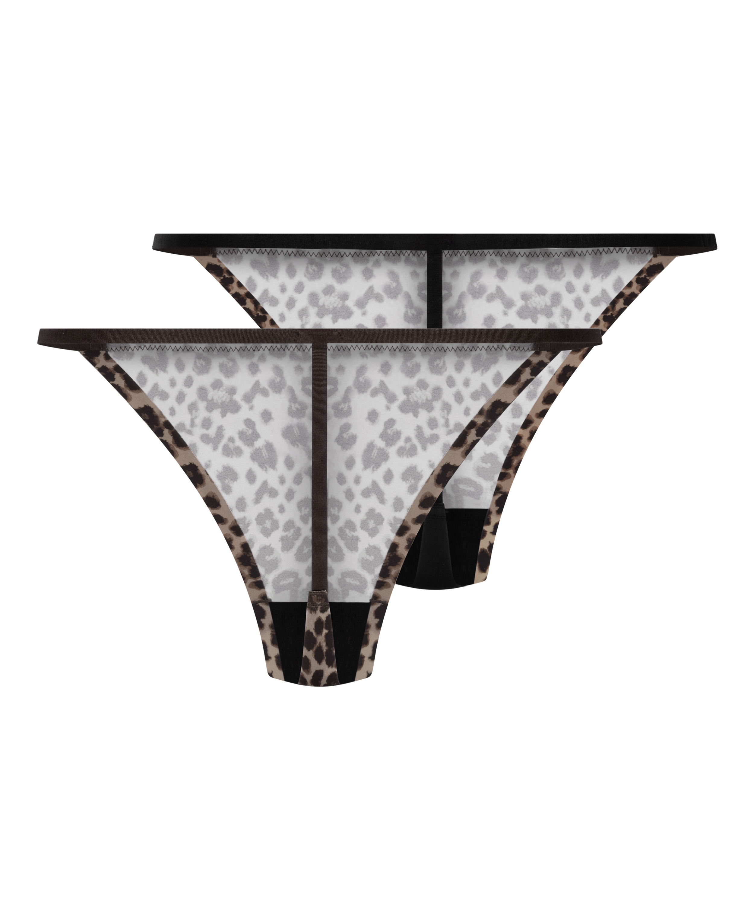 Lot de 2 Micro-string Léopard, Noir, main