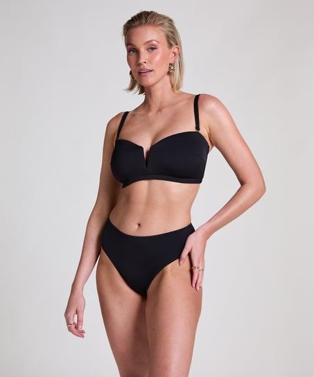 Haut de bikini bandeau en néoprène, Noir