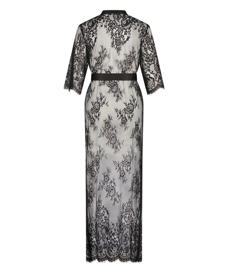 Lange Kimono Allover Lace, Zwart