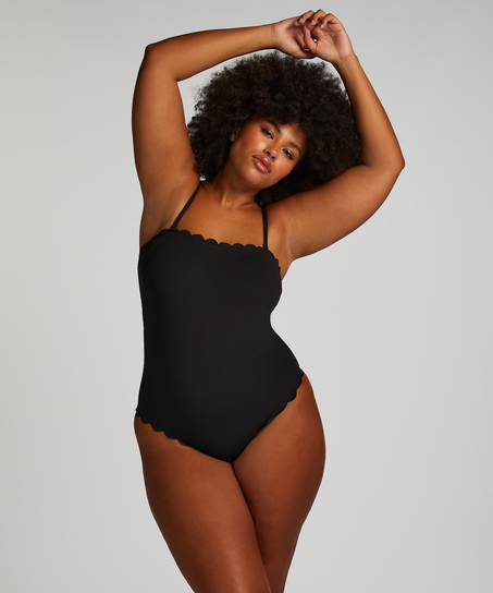 Badpak Bandeau Scallop, Zwart