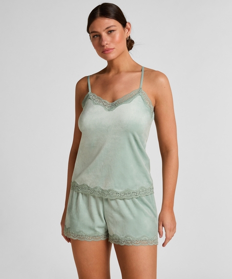Camisole velours Dentelle, Vert