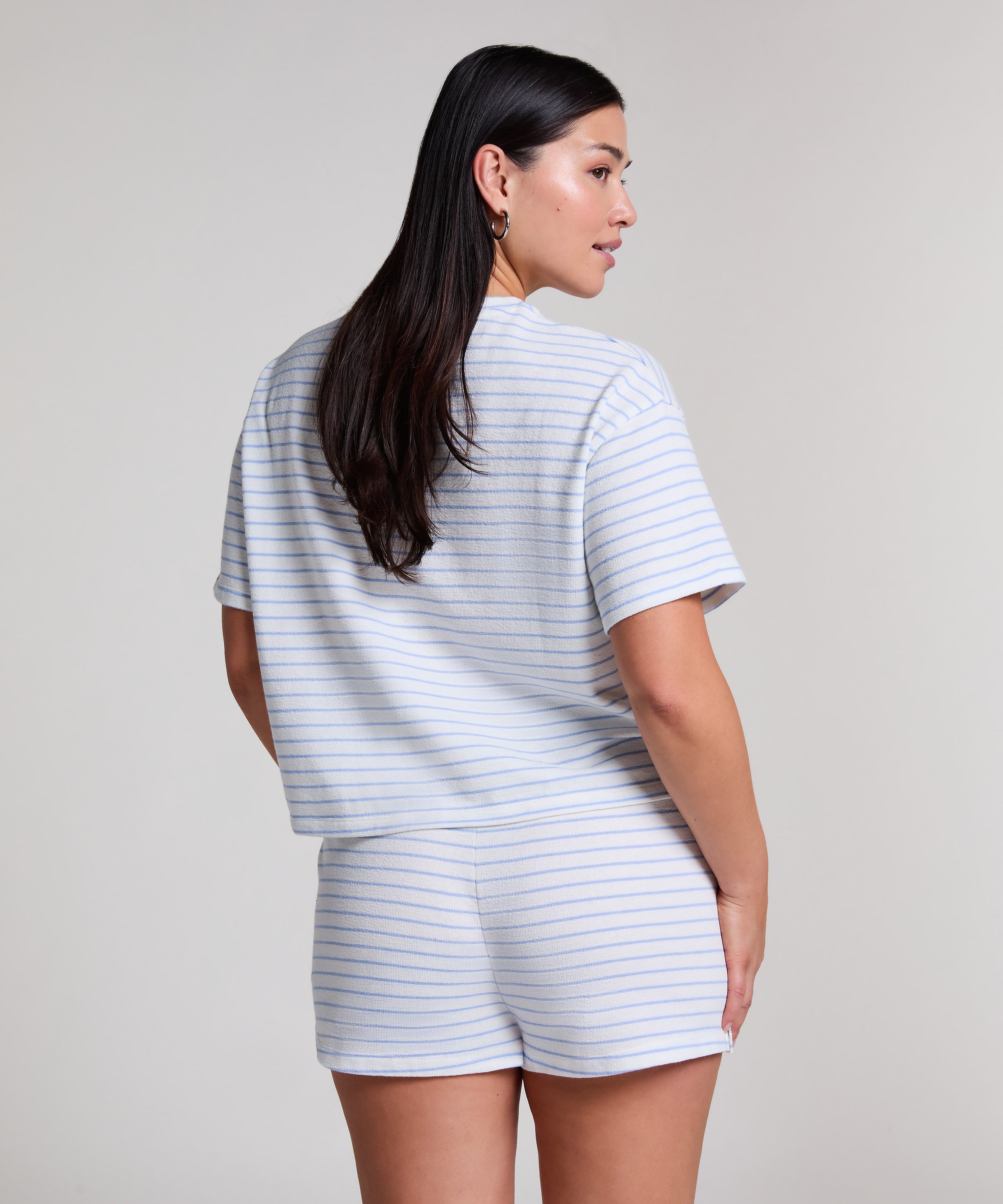 Short Coton, Bleu, main