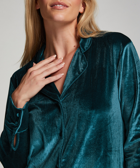 Shiny Velours Nachthemd, Blauw