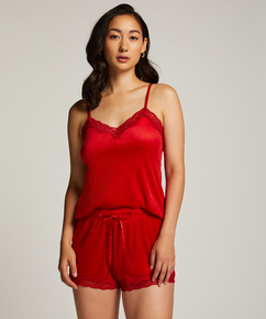 Shorts Velours Lace, Rood