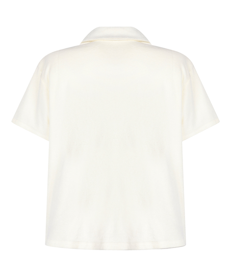 Chemise boutonn&eacute;e en tissu &eacute;ponge, Blanc
