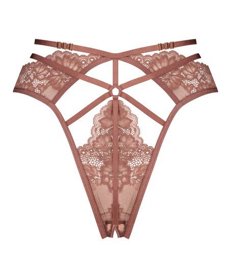 Brazilian met open kruis Roxanne, Paars