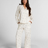 Jacquard Pyjamashirt met Lange Mouwen, Wit