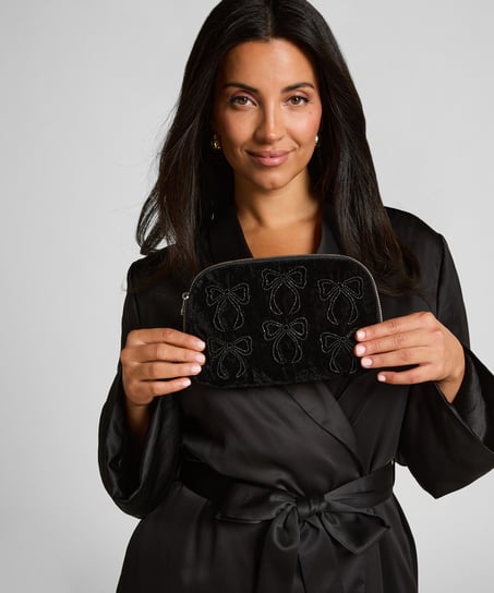 Make-up tas met strikjes, Zwart