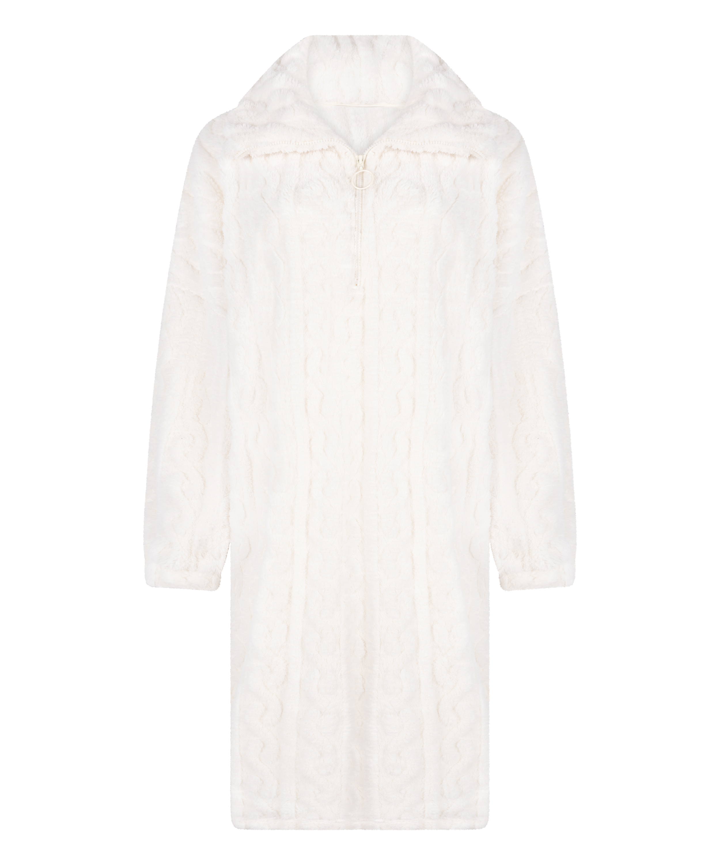 Poncho en Polaire Tricot &agrave; C&acirc;bles, Blanc, main