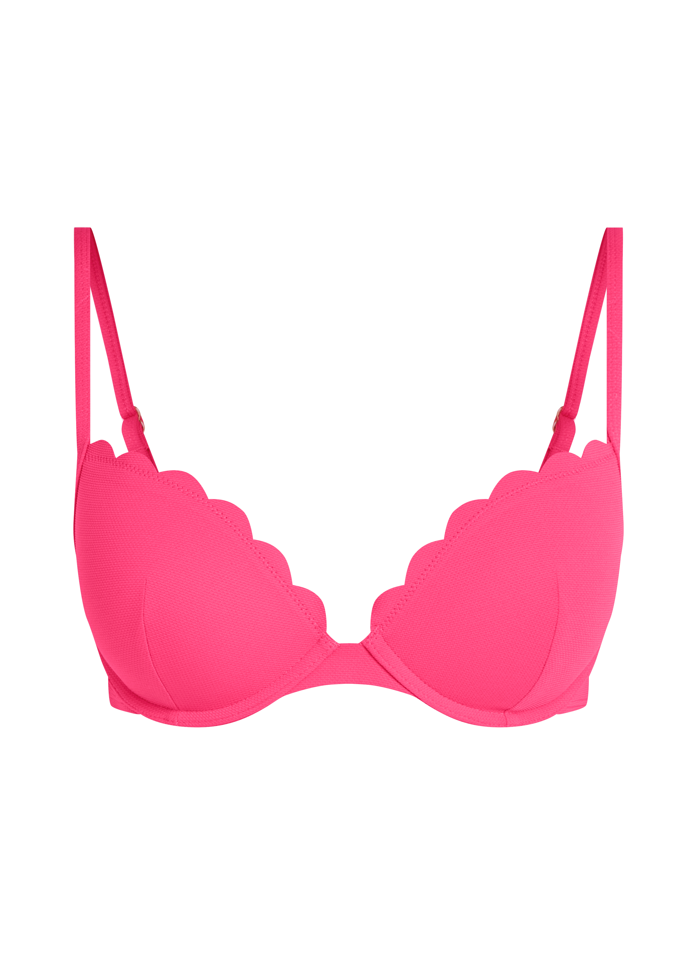 Voorgevormde push-up beugel bikinitop Scallop Cup A - E, Roze, main
